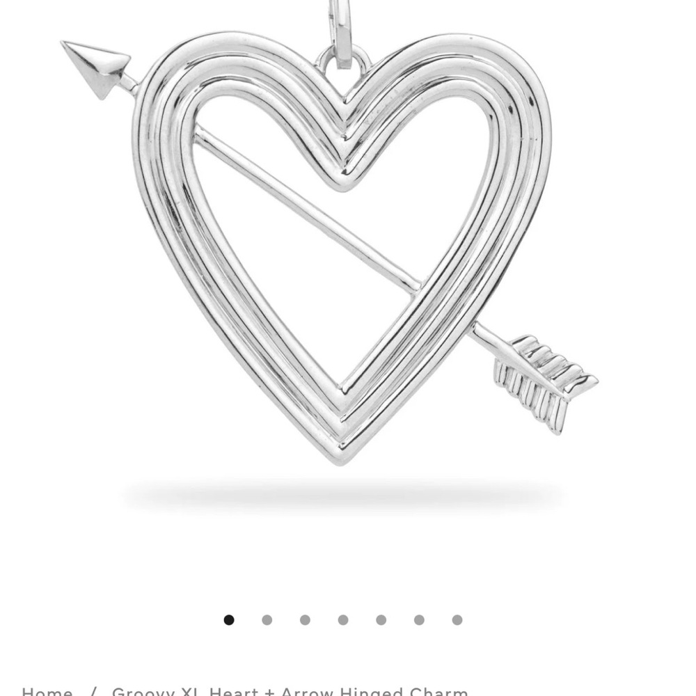 Adina Reyter XL Groovy Silver Heart and Arrow Hinged Charm Pendant